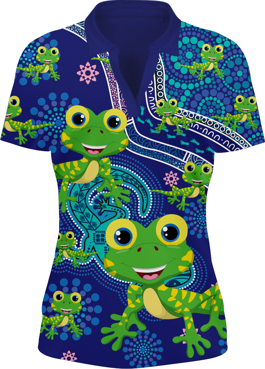 Gecko Indigenous Design Women's Short Sleeve Polo