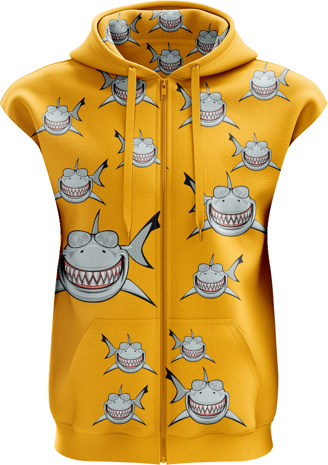 Snazzy Shark Full Zip Sleeveless Hoodie Jackets