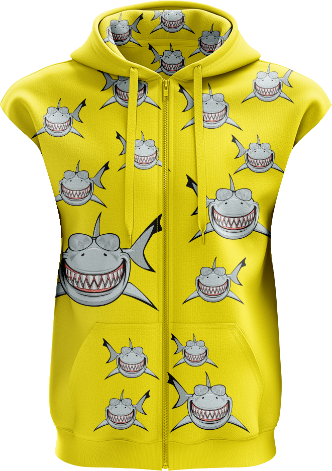 Snazzy Shark Full Zip Sleeveless Hoodie Jackets