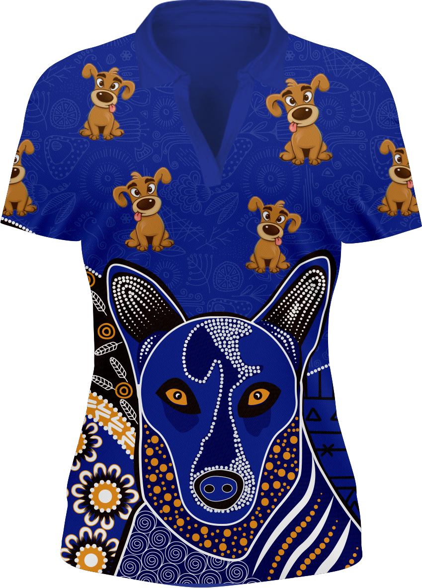 Goofy Woofy Indigenous Design Women's Short Sleeve Polo