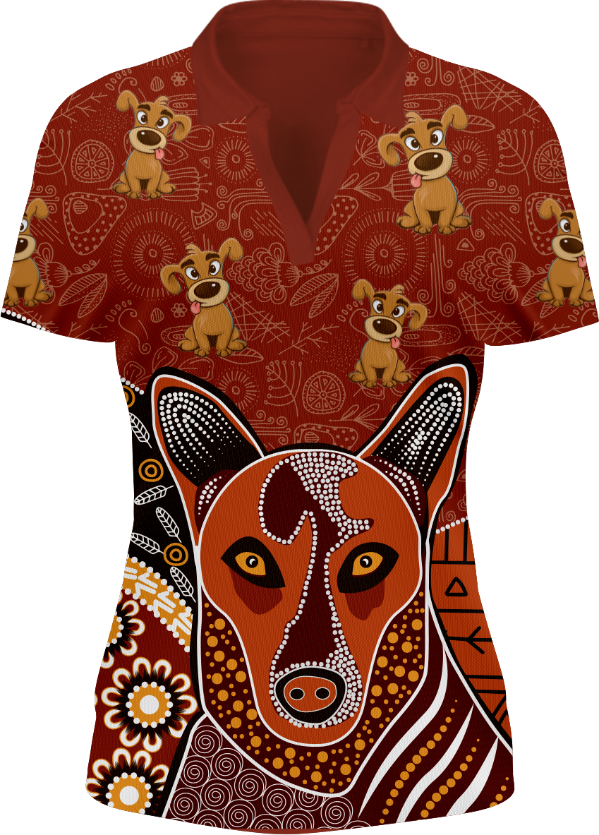 Goofy Woofy Indigenous Design Women's Short Sleeve Polo