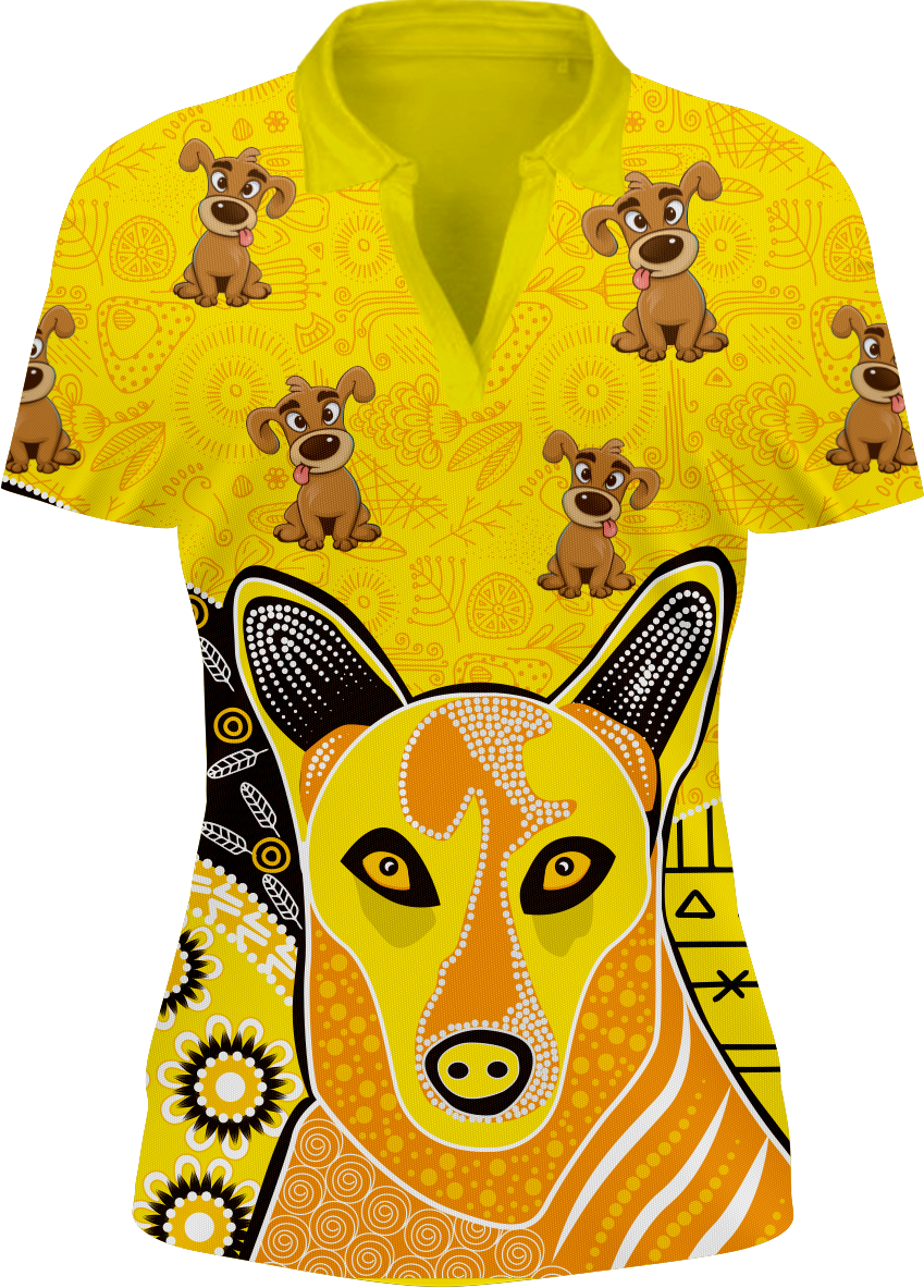 Goofy Woofy Indigenous Design Women's Short Sleeve Polo