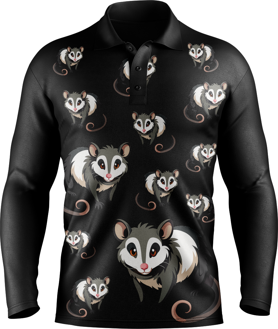 Pesky Possum Men's Long Sleeve Polo
