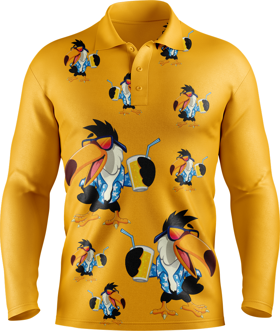 Trendy Toucan Men's Long Sleeve Polo
