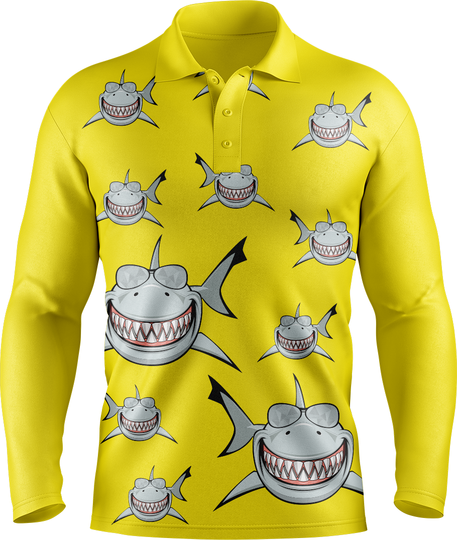 Snazzy Shark Men's Long Sleeve Polo