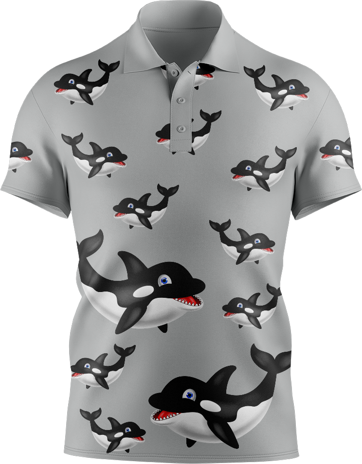 Orca Whale Men's Short Sleeve Polo