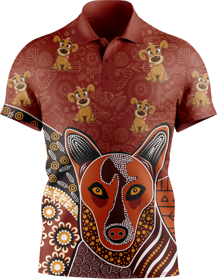 Goofy Woofy Indigenous Design Men's Short Sleeve Polo