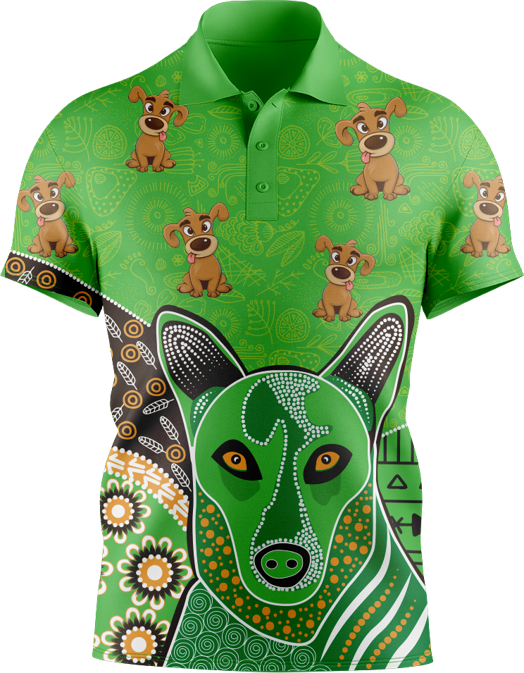 Goofy Woofy Indigenous Design Men's Short Sleeve Polo