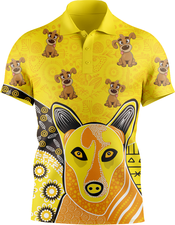 Goofy Woofy Indigenous Design Men's Short Sleeve Polo