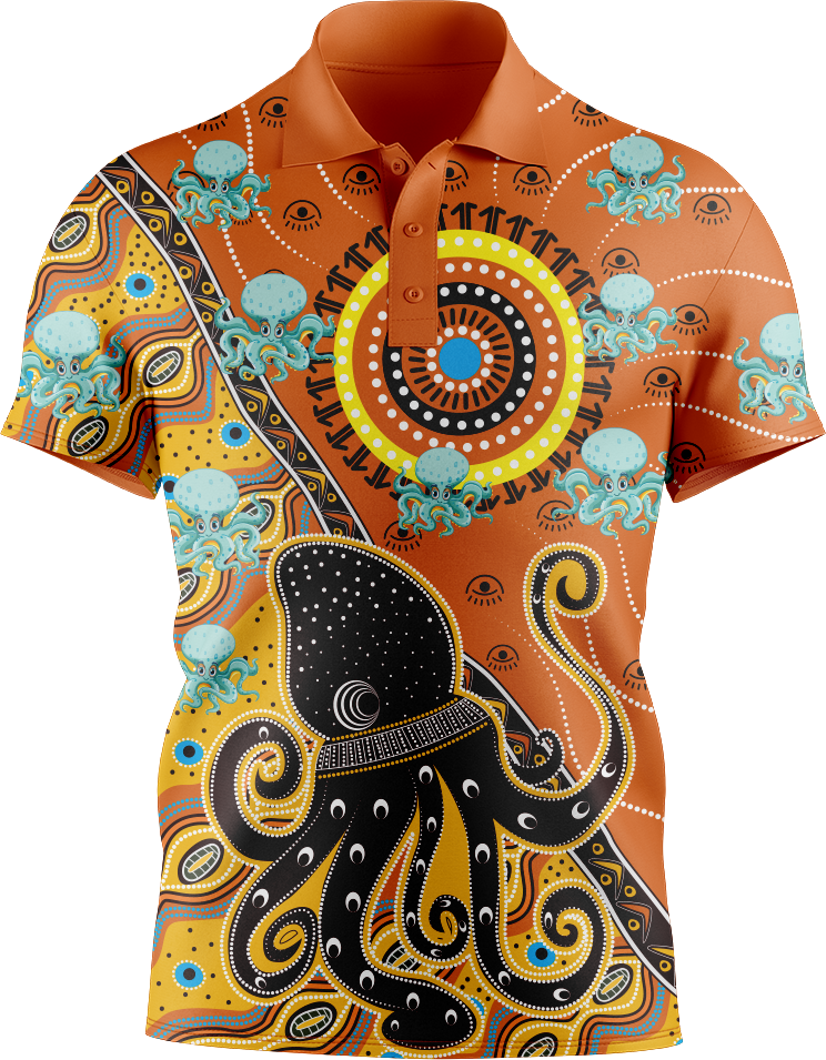 Octopus Indigenous Design Men's Short Sleeve Polo