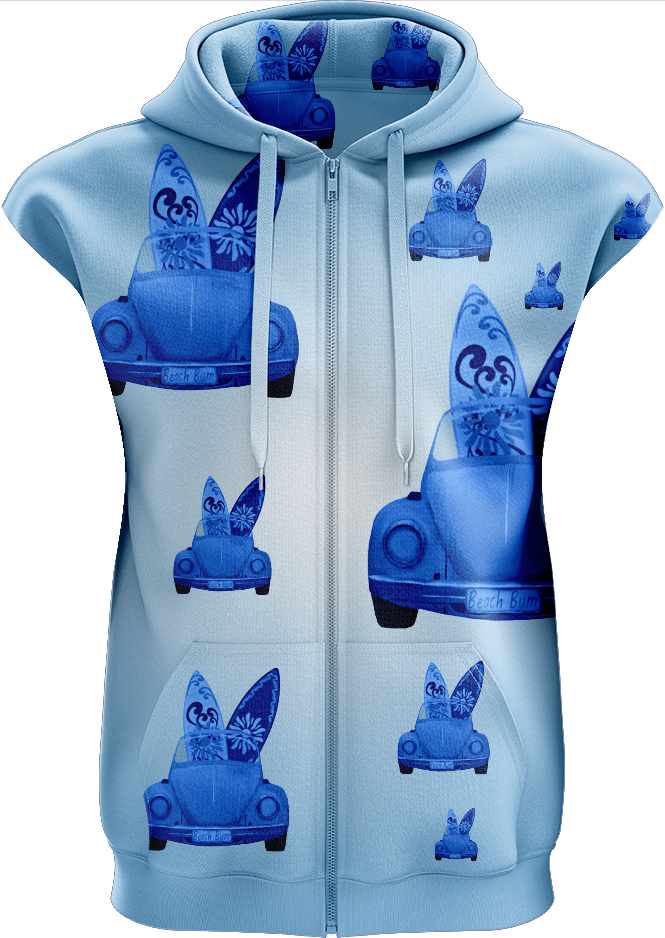 Beach Bum Full Zip Sleeveless Hoodie Jackets - fungear.com.au