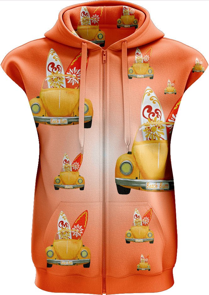 Beach Bum Full Zip Sleeveless Hoodie Jackets - fungear.com.au
