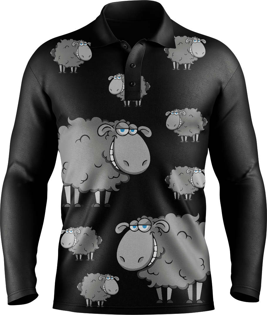 Black Sheep Men's Long Sleeve Polo - fungear.com.au