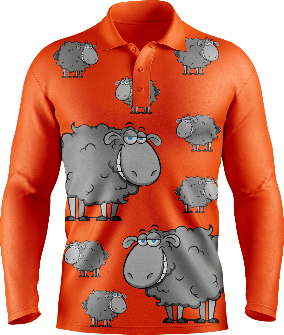 Black Sheep Men's Long Sleeve Polo - fungear.com.au
