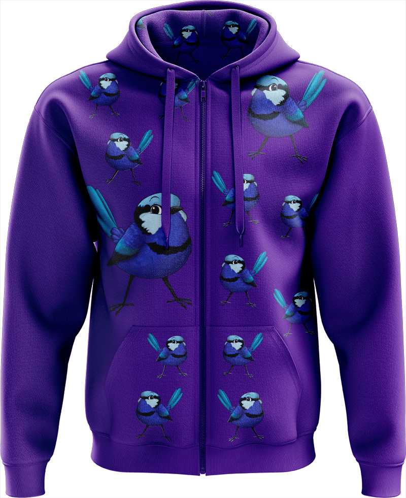 Blue Wren Full Zip Hoodies Jacket - fungear.com.au