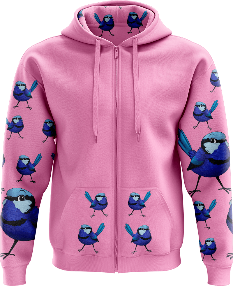 Blue Wren Full Zip Hoodies Jacket - fungear.com.au