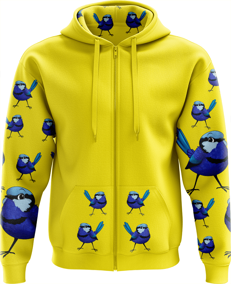 Blue Wren Full Zip Hoodies Jacket - fungear.com.au