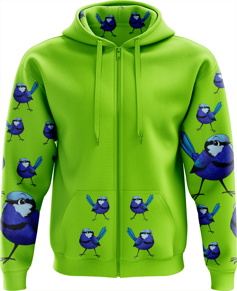 Blue Wren Full Zip Hoodies Jacket - fungear.com.au