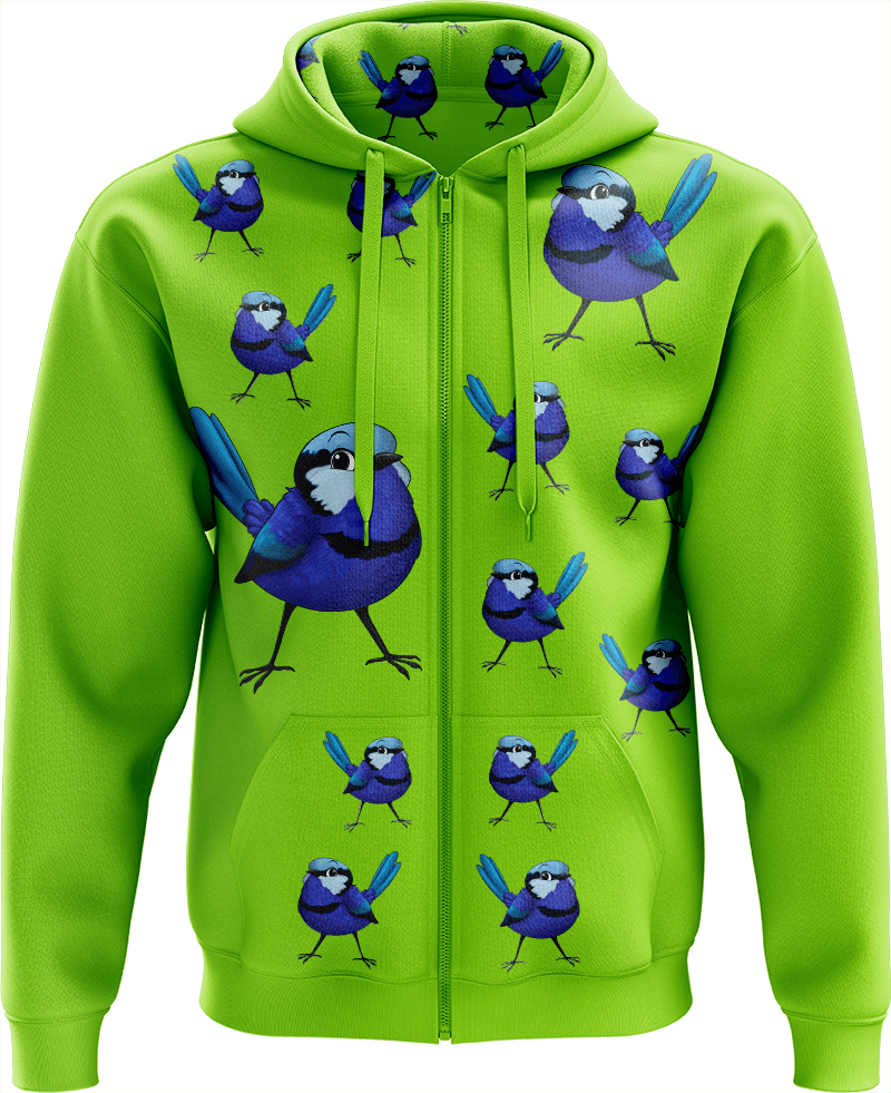 Blue Wren Full Zip Hoodies Jacket - fungear.com.au