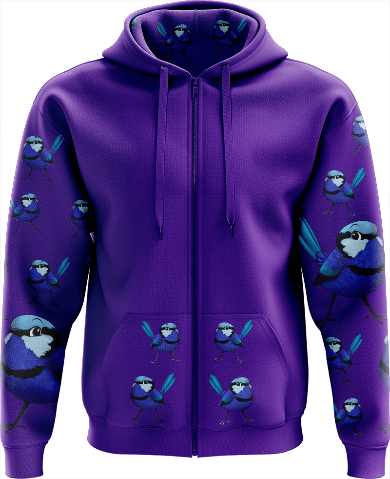 Blue Wren Full Zip Hoodies Jacket - fungear.com.au