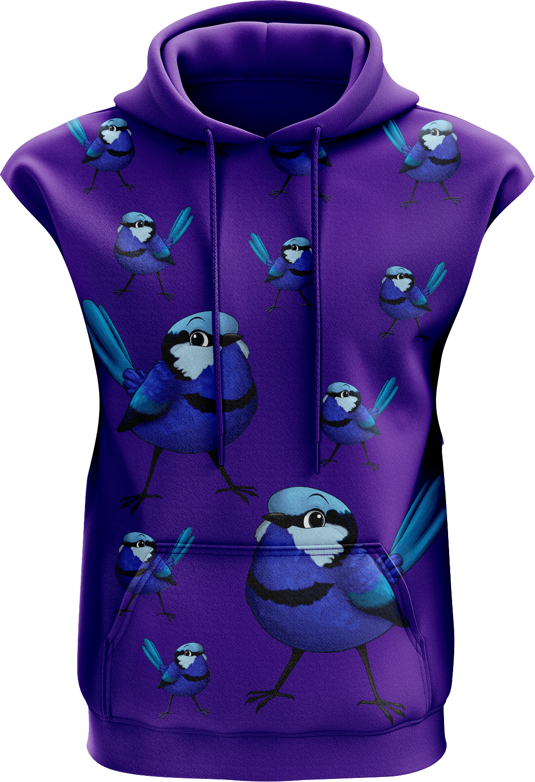 Blue Wren Sleeveless Hoodie - fungear.com.au