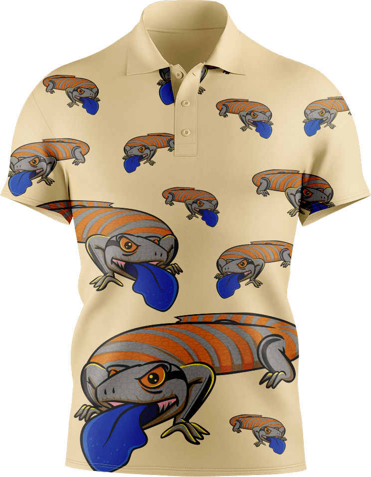 Bluey Lizard Men's Short Sleeve Polo - fungear.com.au