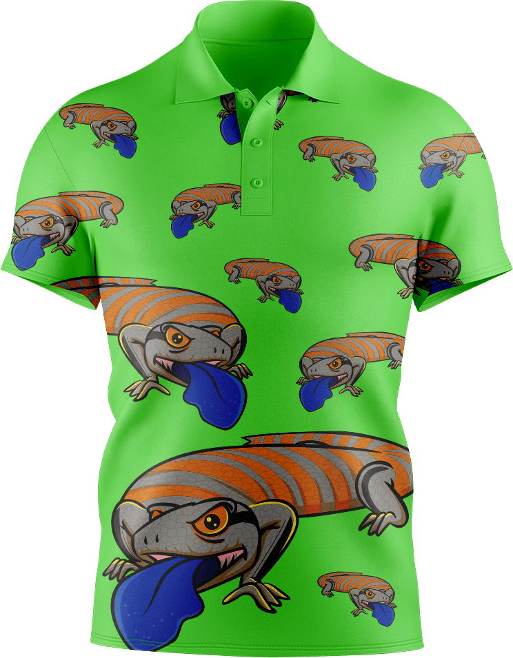 Bluey Lizard Men's Short Sleeve Polo - fungear.com.au