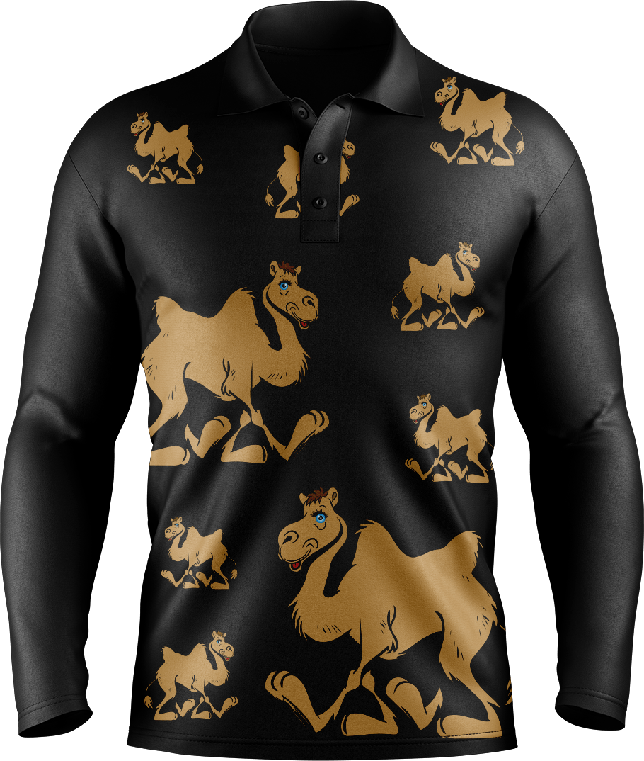 Cool Camel Men's Long Sleeve Polo - fungear.com.au