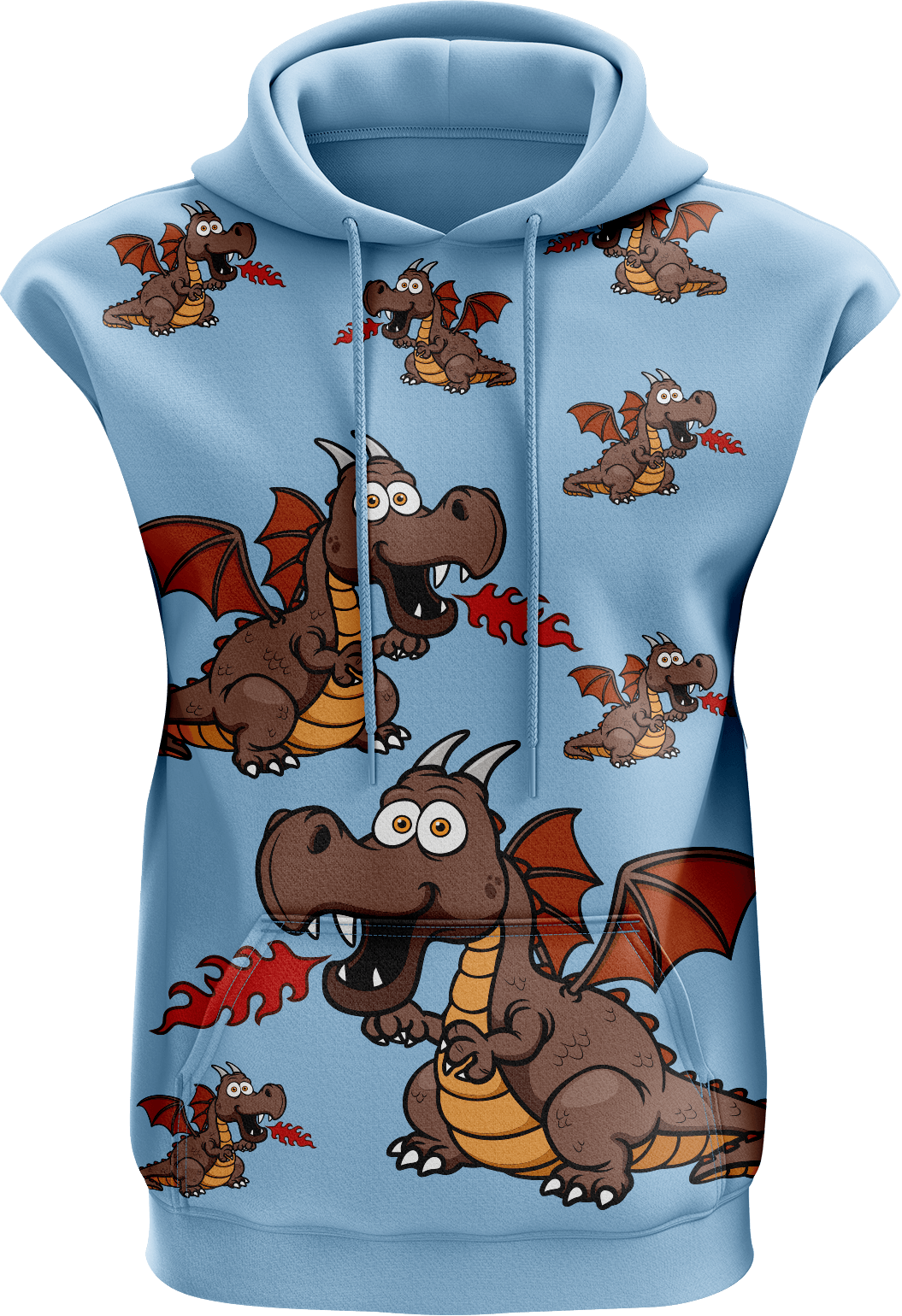 Dopey Dragon Full Zip Sleeveless Hoodie Jackets - fungear.com.au