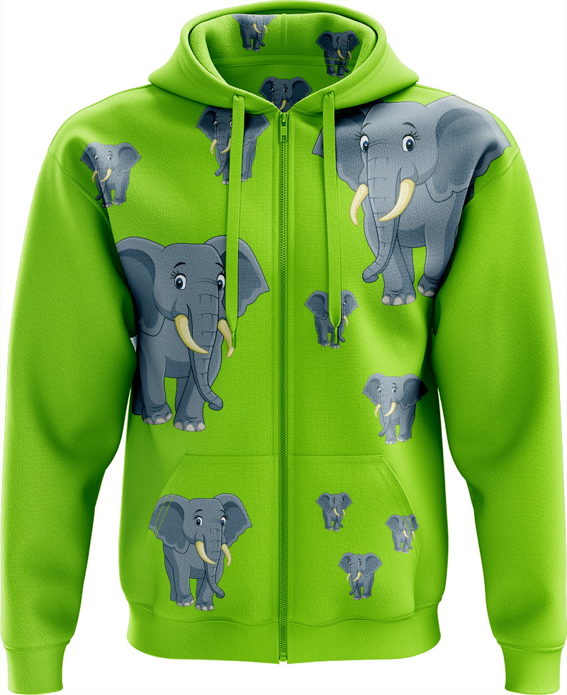 Ellie Elephant Full Zip Hoodies Jacket - fungear.com.au