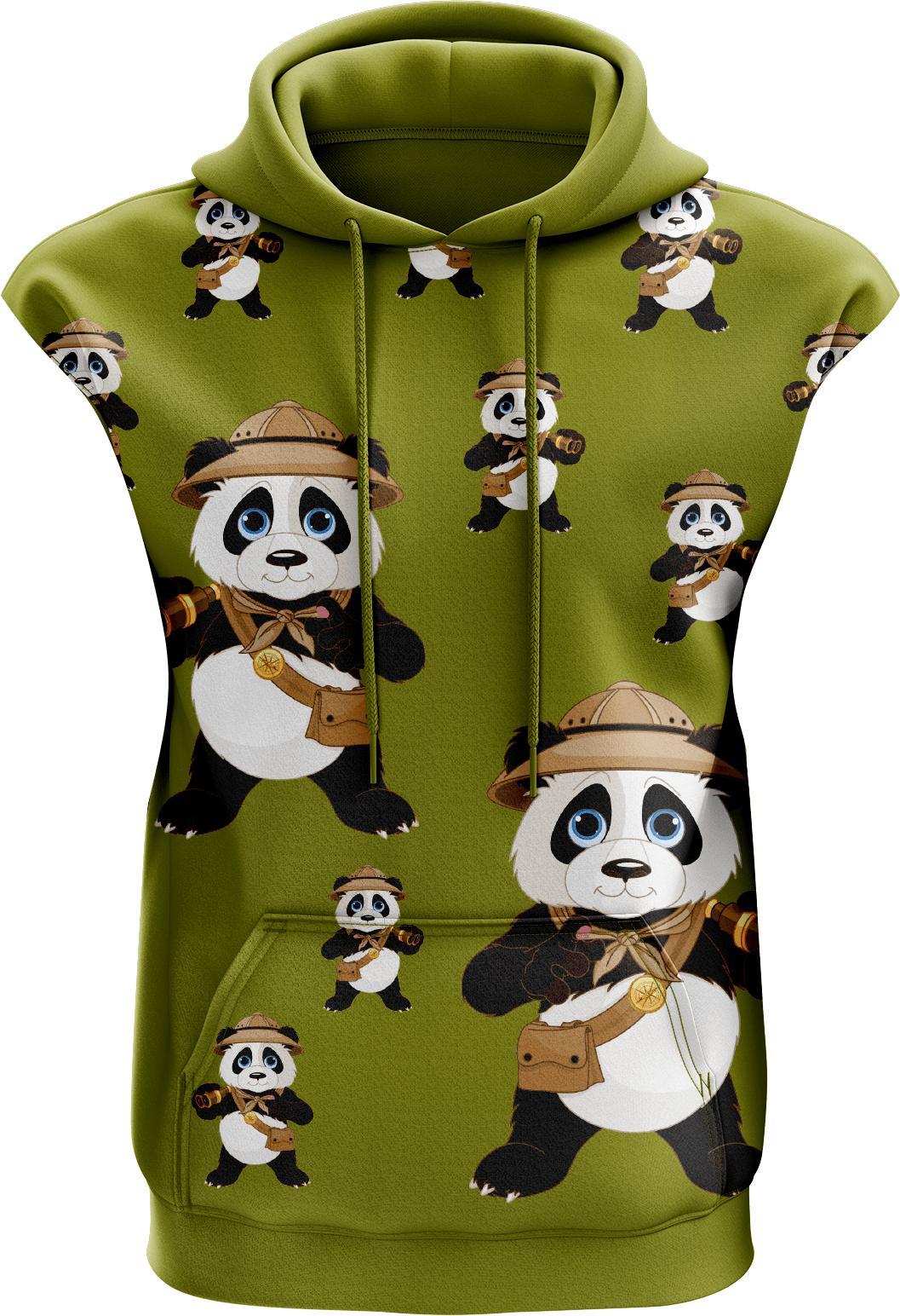 Explorer Panda Full Zip Sleeveless Hoodie Jackets - fungear.com.au