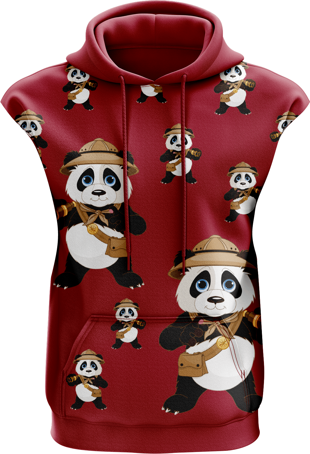 Explorer Panda Full Zip Sleeveless Hoodie Jackets - fungear.com.au