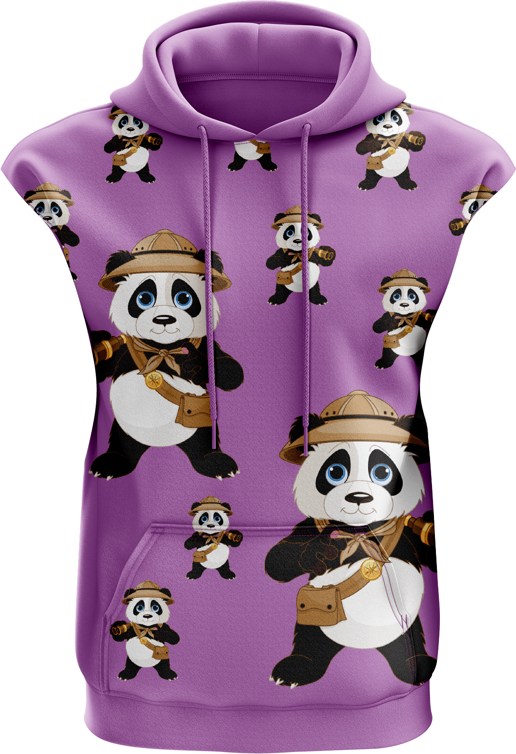 Explorer Panda Full Zip Sleeveless Hoodie Jackets - fungear.com.au