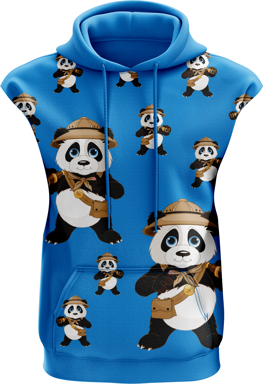 Explorer Panda Full Zip Sleeveless Hoodie Jackets - fungear.com.au