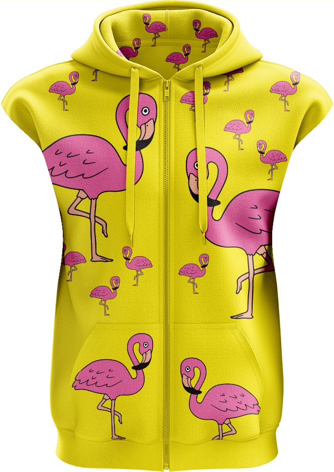 Flamingo Full Zip Sleeveless Hoodie Jackets