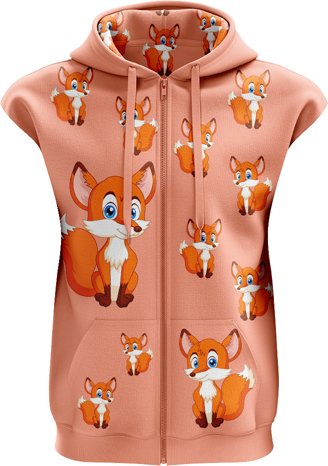 Fox Full Zip Sleeveless Hoodie Jackets - fungear.com.au