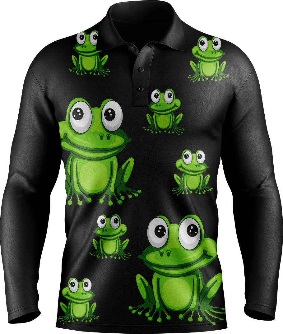 Freaky Frog Men's Long Sleeve Polo - fungear.com.au