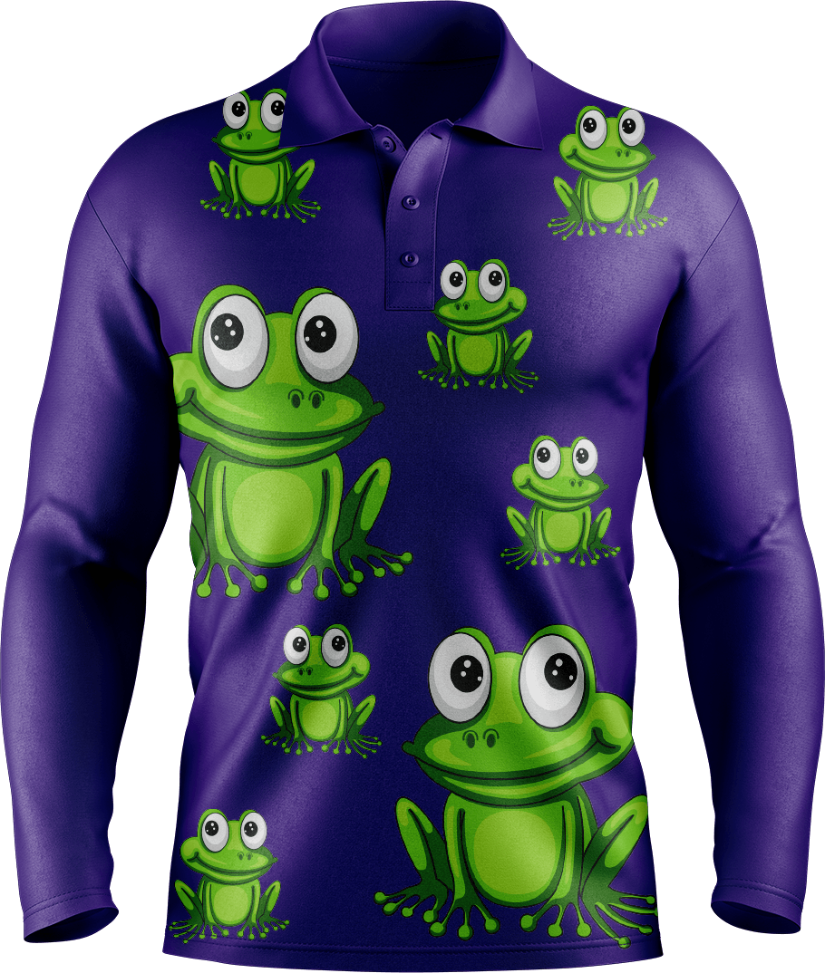 Freaky Frog Men's Long Sleeve Polo - fungear.com.au