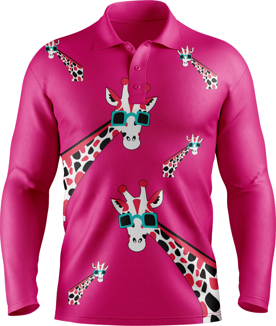Gigi Giraffe Men's Polo. Long or Short Sleeve - fungear.com.au