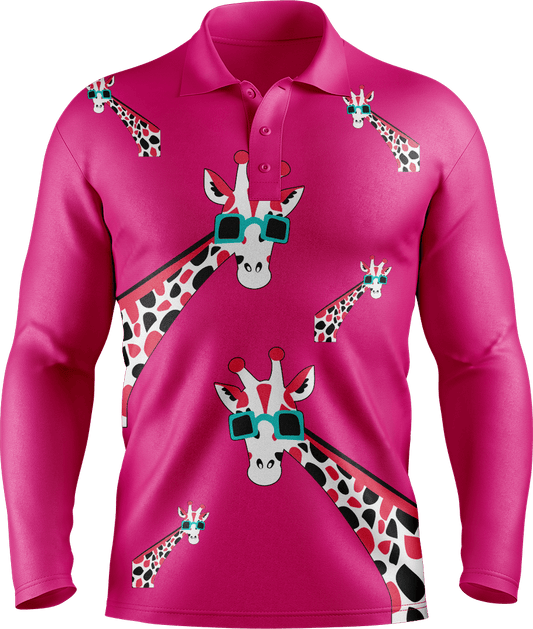 Gigi Giraffe Men's Polo. Long or Short Sleeve - fungear.com.au