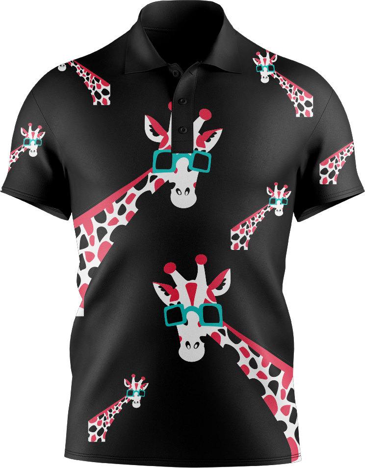 Gigi Giraffe Men's Short Sleeve Polo - fungear.com.au