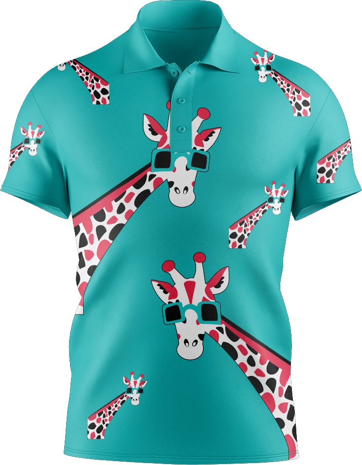 Gigi Giraffe Men's Short Sleeve Polo - fungear.com.au