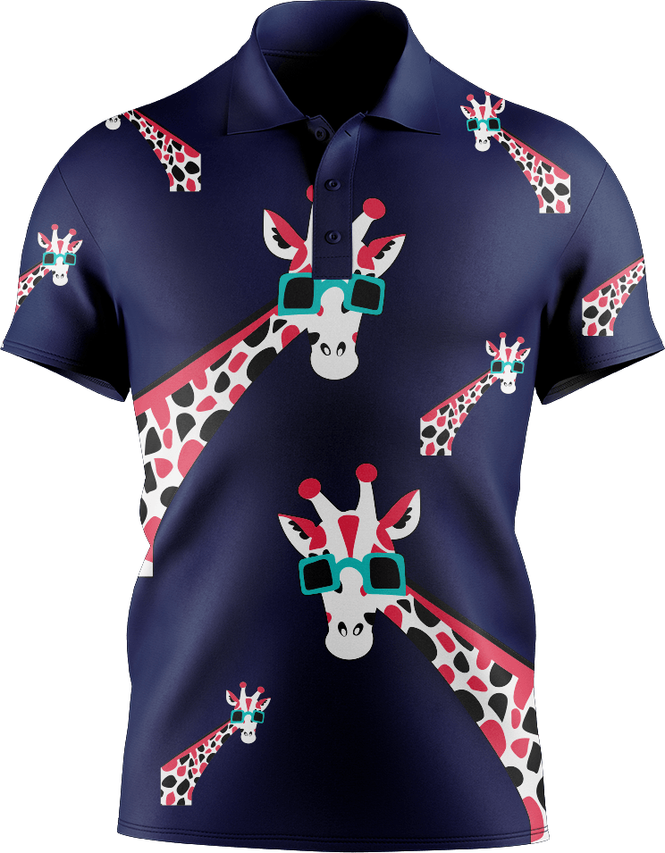 Gigi Giraffe Men's Short Sleeve Polo - fungear.com.au