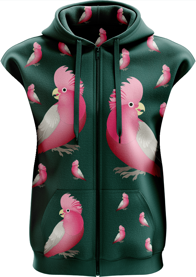 Glama Galah Full Zip Sleeveless Hoodie Jackets - fungear.com.au