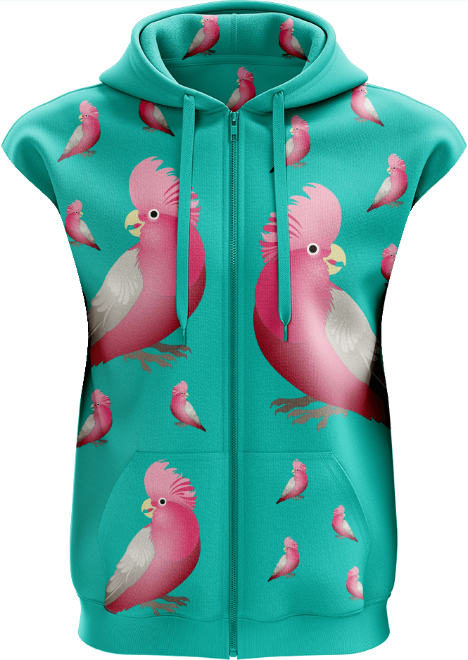 Glama Galah Full Zip Sleeveless Hoodie Jackets - fungear.com.au