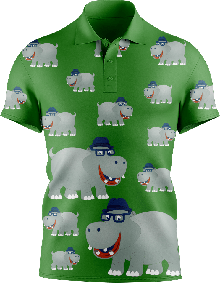 Hungry Hippo Men's Short Sleeve Polo - fungear.com.au