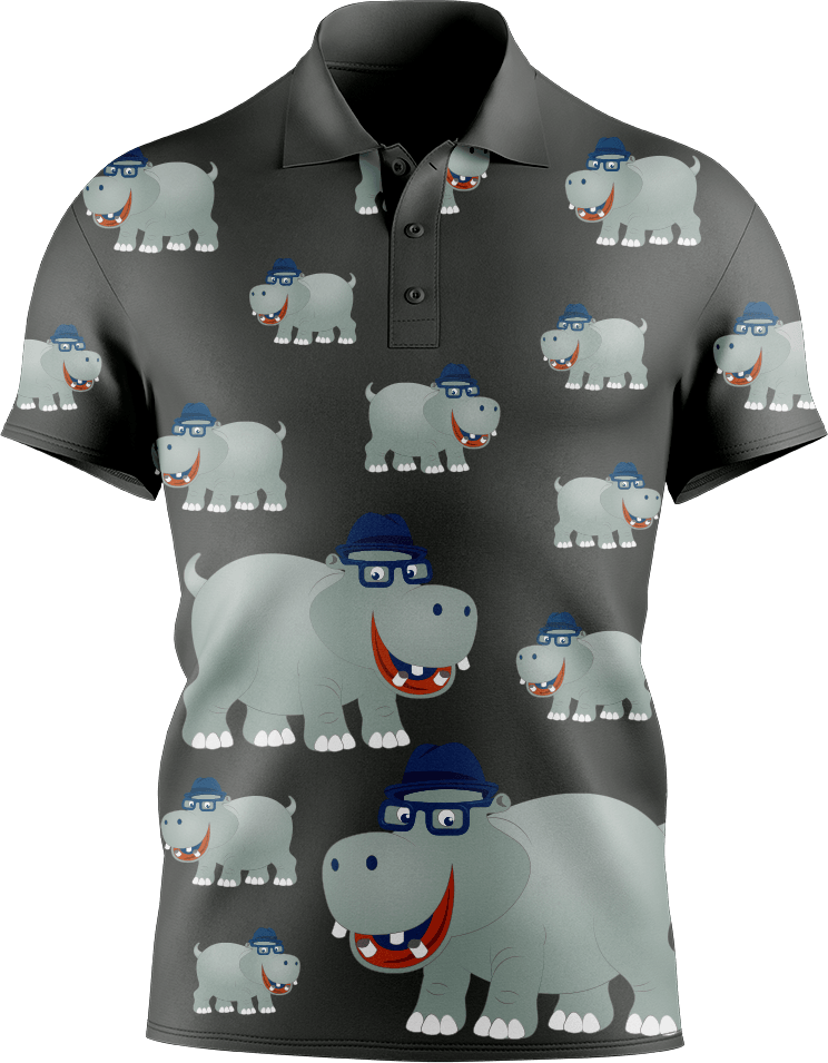 Hungry Hippo Men's Short Sleeve Polo