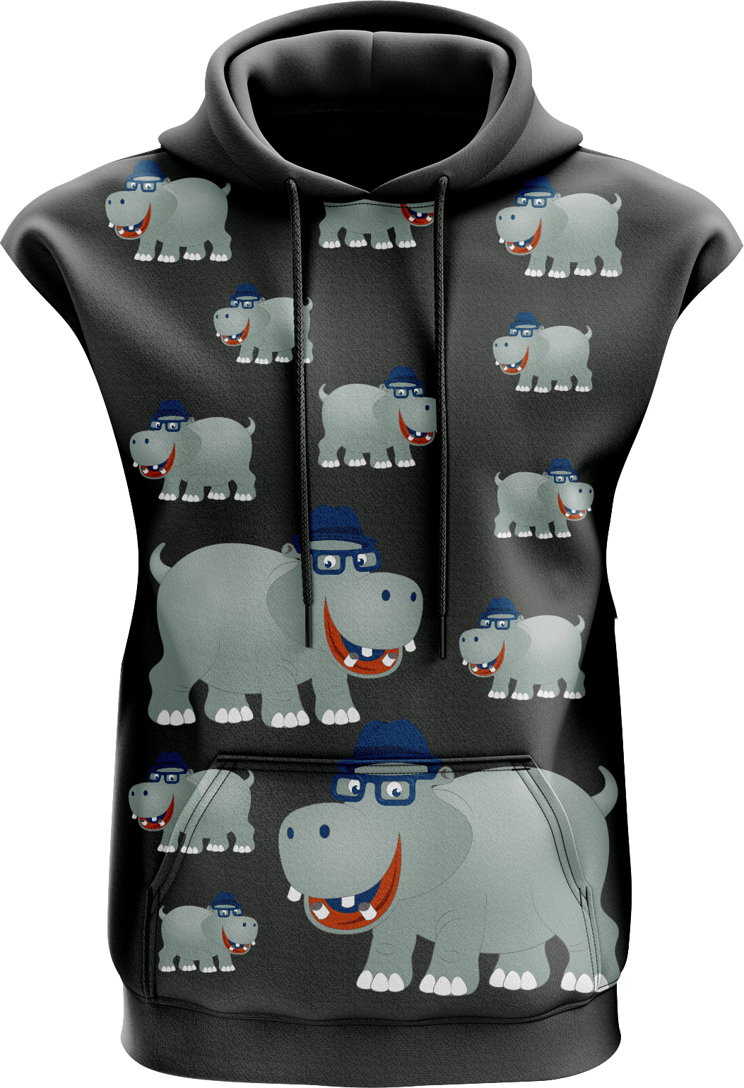 Hungry Hippo Sleeveless Hoodie - fungear.com.au