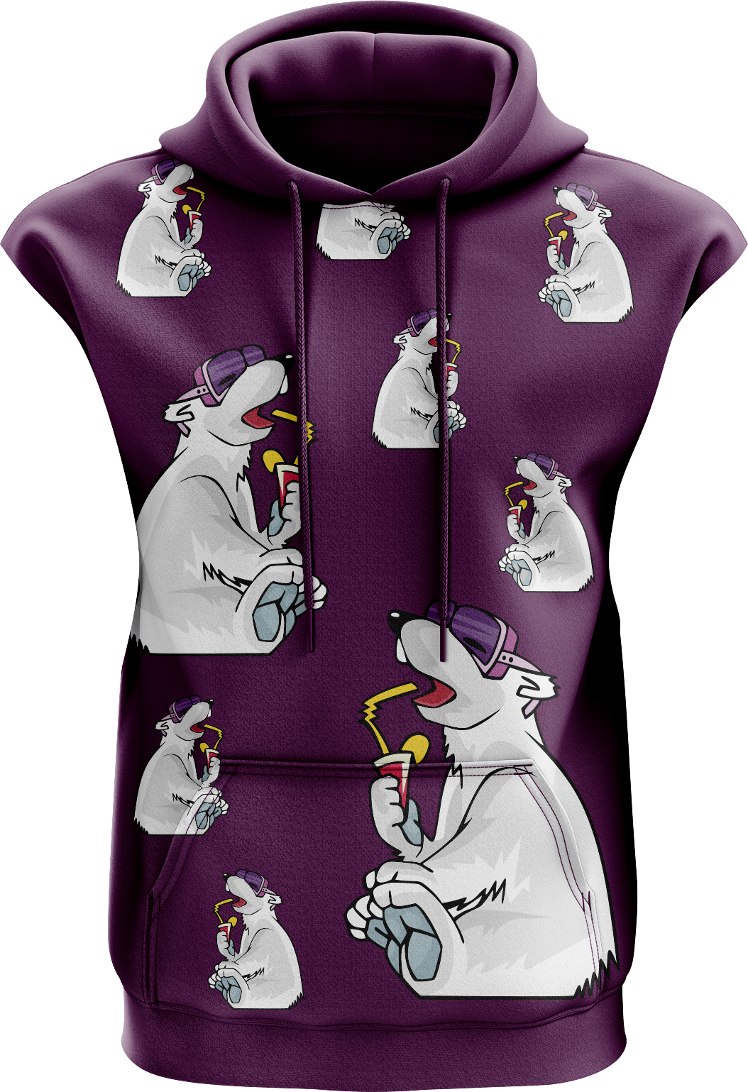 Ice Bear Full Zip Sleeveless Hoodie Jackets - fungear.com.au