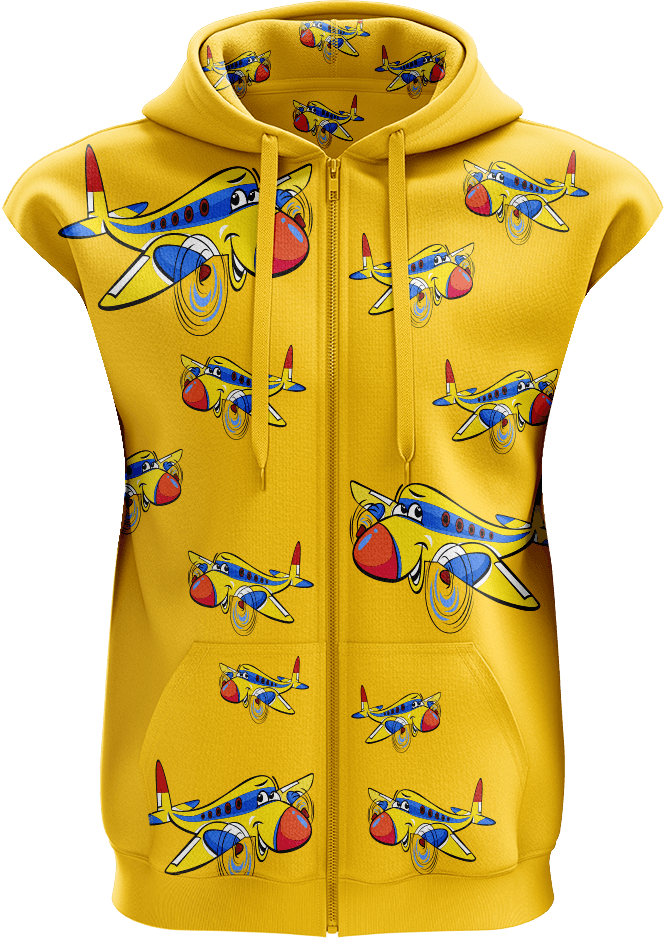 Jet Plane Full Zip Sleeveless Hoodie Jackets - fungear.com.au